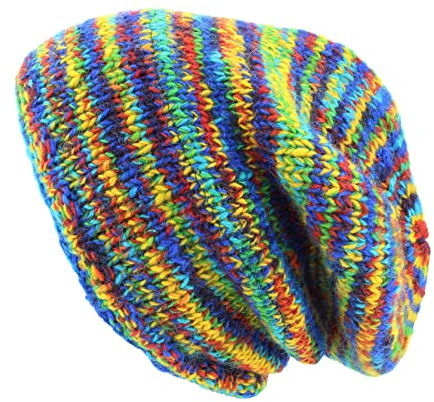 LOUDelephant Wollstrick Baggy Slouch Beanie Mütze, SD Rainbow, One size