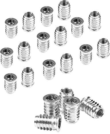 Tuerca Atornillable M8 100PCS Tuercas M8 x 20 mm Manguito de Rosca, Tuerca Roscada con Borde de Cubierta, Inserto de Rosca, Tuercas Hexagonales de Acero al Carbono Niquelado para Muebles de Madera