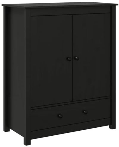 vidaXL Highboard Sideboard Schrank Kommode Anrichte Beistellschrank Mehrzweckschrank Hochschrank Standschrank Schwarz 83x41,5x100cm Massivholz Kiefer