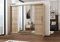 Lizbona Schiebeschrank 250 cm mit Spiegel, Kleiderschrank Schlafzimmer, Wohnzimmer- 250 x 215 x 61 Farbe: Sonoma, Schwebetürenschrank mit 1 Kleiderstange, Ablagen und 2 Schubladen; Mehrzweckschrank