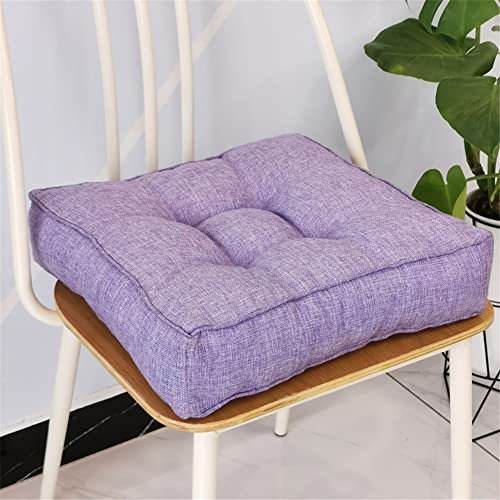 Lukery Stuhlkissen rutschfeste, Waschbare Leinen Weiche Sitzkissen Komfort Stuhlauflage als Stuhl Kissen für Outdoor & Indoor Gartenstuhl, Küche oder Esszimmerstuhl (45x45x9cm,Lila)