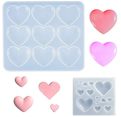 UTMACH 2 Pezzi Resina Silicone Stampo a Forma di Cuore Stampi in Resina a Cuore Trasparente Forma Stampo in Silicone a Forma Di Cuore per Fai da Te, Gioielli, Pendenti,Decorazioni