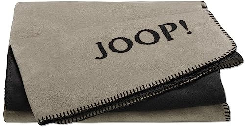 Joop! Uni-Doubleface I weiche Kuscheldecke in Stein-Anthrazit I Wohndecke aus Baumwolle und Polyacryl in Beige-Grau I Tagesdecke 150x200cm | nachhaltig produziert in DE I Öko-Tex Standard 100, (UDF)