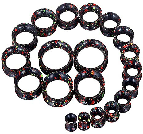 Longbeauty 20er Set/10 Paare Weich/Hart Silikon Tunnel Set Dehnungsset Ohr Piercing Schmuck Double Flared Flexible Stretching Expander, Bunt(Weich)