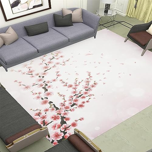 Buohwiwe 3D Teppich Japanische Kirschblüten - Modern Rosa 120 x 170 cm