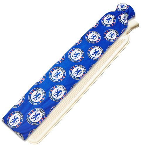 Chelsea F.C. Long Hot Water Bottle with Soft Cover 2L - Football Gifts for Him (Blue/White Long)