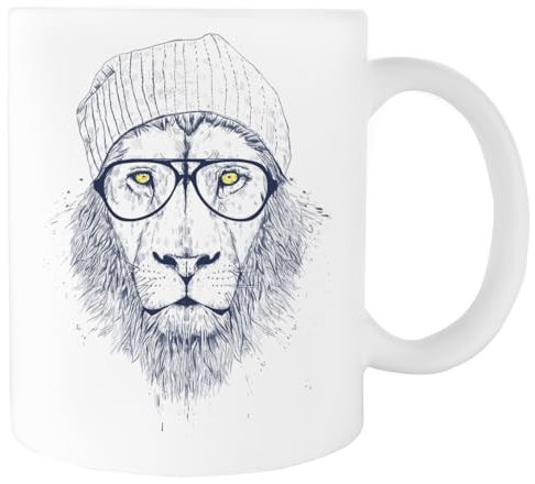 Suzetee Cool Lion Tazza Bianca In Ceramica