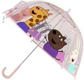 CyP Brands Peppa Wutz Regenschirm für Kinder, Blase, transparent, Handschirm, 48 cm, mehrfarbig, offizielles Produkt, bunt, única