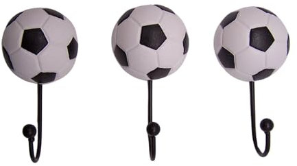 Wowser Fußball-Wandhaken, 3er-Set, sportliches Innendesign, Wanddekoration, 13 cm