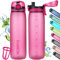 CodiCile Trinkflasche 1L, Wasserflasche 1L BPA-Frei, Auslaufsichere 1 Liter Trinkflasche, Tritan Sportflasche mit Filter für Fitness,Laufen, Schule, im Freien Rosenrot
