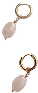 CuLtP Orecchini Pendenti in Quarzo Rosa con Pendente Ovale Orecchini A Cerchio Pendenti Orecchini con Pietre Preziose Gioielli Curativi in Cristallo Reiki Equilibrio Regalo per Ragazze Madre Mog