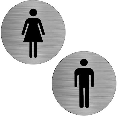 BRISKORE Cartel Baño Mujer Hombre 2 Unidades, Diámetro de 75 mm, Señal de Identificación WC Placa para Puerta de Inodoro para Interior y Exterior
