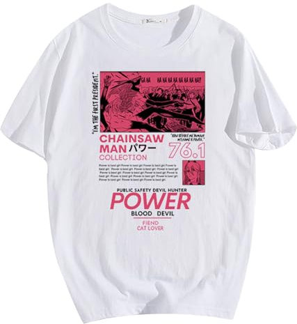 xhomeshop Unisex Chainsaw Man T-Shirt Japanese Manga Chainsaw Man T-Shirt Summer Loose Oversized T-Shirt