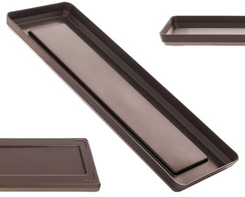 KADAX Soucoupe pour pot de fleurs, soucoupe en plastique, dessous pour plantes rectangulaires, soucoupe pour pots de fleurs, moka, 40 cm