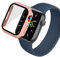 GANGANPRO Paquete de 2 fundas rígidas de policarbonato con protector de pantalla de vidrio templado para Apple Watch 7/8/9, ultrafina, impermeable, resistente a los arañazos, accesorios para iWatch de