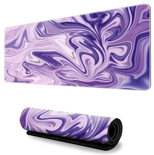 Hixingo Colorful Fluid Mouse Mat, Gaming Mouse Pad, 3D Large Mouse Mat, Mousepad with Stitched Edges, Non-Slip Rubber Base Mouse Pads for Office & Home (700x300x3mm,purple 4)