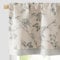 TOPICK Leinen Scheibengardinen Blickdicht Küchengardinen Blumen Frühling Landhausstil Gardinen Schmetterling Verdunkelnd Vorhänge Kurz Bistrogardine Volant Fenster 1er Pack Grau auf Beige 40Bx125H(cm)