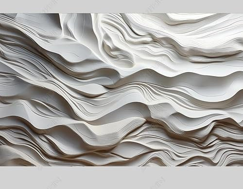 Fototapete Weiße Welle Abstrakt 3D Wanddeko, Wandbild, Wandtapete Foto Tapete Schlafzimmer Wohnzimmer Vliestapete Wand Dekoration 500X350Cm