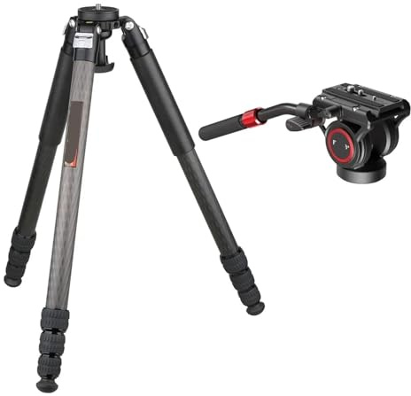Carbon Fiber Tripod with 75mm Bowl Adapter Max Tube 32.5mm Heavy Duty Professional Tripod Fluid Head ET7C