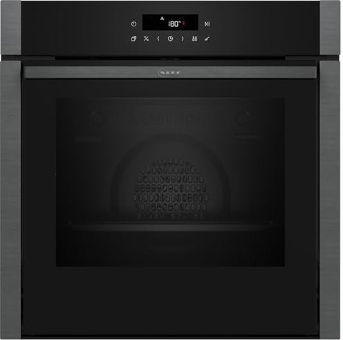 NEFF B5ACJ7HG3 N 50 - Horno empotrado gris grafito con hide, pirólisis, 7 tipos de calefacción: CircoTherm, AirFry, pantalla LED, sin botón, EasyClean, control electrónico, fabricado en Alemania