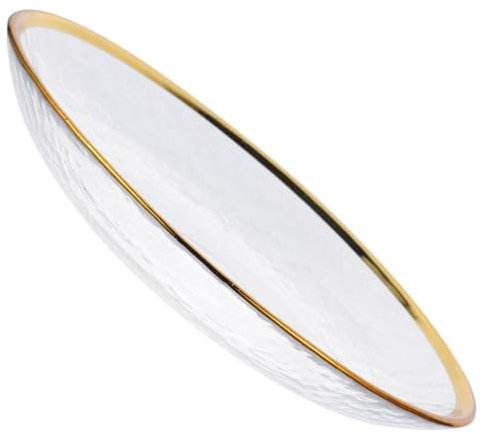 Garneck Gold Rimmed Glass Plate Glass Salad Plate for Serving Fruits at Home Restaurant