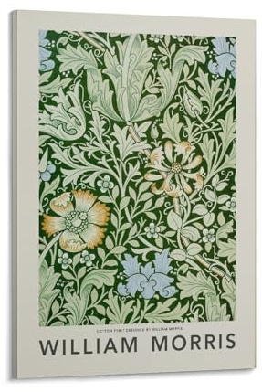 William Morris Druck, Vintage-Poster, Blumenmuster, Jugendstil, Salbeigrün, Dekor, Morris Compton Blumen, Muster, 30 x 45 cm