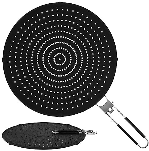 Silicone Splatter Screen for Frying Pan,13 Universal Frying Pan Splatter Guard,Oil Splash Guard, Cooling Mat, Drain Board for Cooking