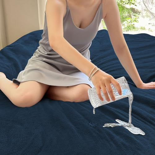 NSNLGSGC Coperta impermeabile 152 x 203 cm, coperta d'amore per coppie, innamorati, adulti e bambini, coperta impermeabile in flanella herpa, liquido fino a 1500 g, blu navy