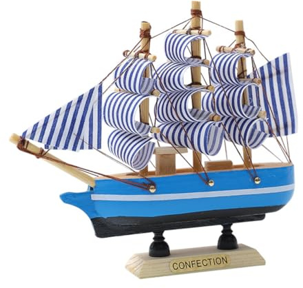 KARLOR Leuchtturm Modell aus Holz, Blau Leuchtturm Deko mit Steuerrad Muscheln, Maritime Lighthouse Ornamente Ozean Deko Mediterranes Geschenk Heim Büro Tisch Fenster Deko