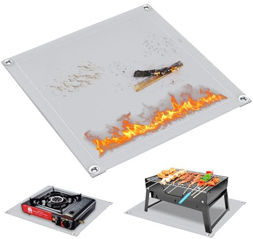 Pawfly Tappetini per Grigliate all'aperto, Tappetino per Grigliate Ignifugo da 47 cm x 47 cm, Resistente al Calore e Impermeabile per Barbecue e Caminetti, per Prati, Terrazze e Patii all'esterno