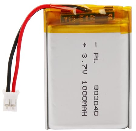 Lithium Polymer Battery 3.7V 1000mAh 803040 Lipo Rechargeable Battery Pack with JST Connector for Bluetooth Speakers, Wireless Earbuds, Portable Electronics