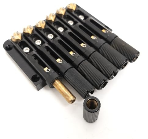 6-Saitige Headless Guitar Bridge Schwarz Messing - Feste Vintage Style Ersatzbrücke Kompatibel mit den meisten Headless E-Gitarren, für Ibanez RG, Strandberg, Kiesel Gitarre Zubehör