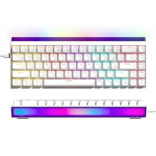 Womier 60% Gaming Keyboard with Light Box, Wired RGB Backlit Mechanical Keyboard with MCA Keycaps, OEM Profile, Programable, 64 Keys Hot Swappable Cream Key Board (WK68 PRO-White)
