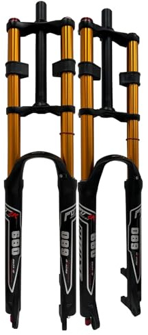 LXJBBD Fourche de suspension pour VTT – Fourche à air descente de 26/27,5/73,7 cm avec frein à disque, tube droit, libération rapide, 28,6 mm, 9 x 100 mm, course 180 mm, réglage du rebond