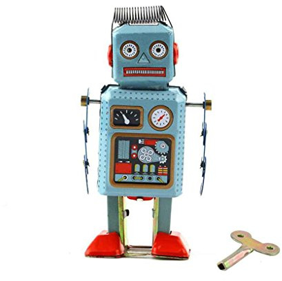 MXRGUMVI Vintage Mechanical Clockwork Wind Up Metal Walking Robot Tin Toy Kids Gift