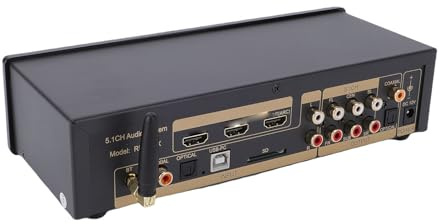 Tonysa 5.1 Audio Decoder, DAC Konverter mit HDMI ARC, Optisch, Koaxial, USB, DTS Decoder auf 5.1CH Bluetooth 5.0 Empfänger für Heimkino TV, Schwarz