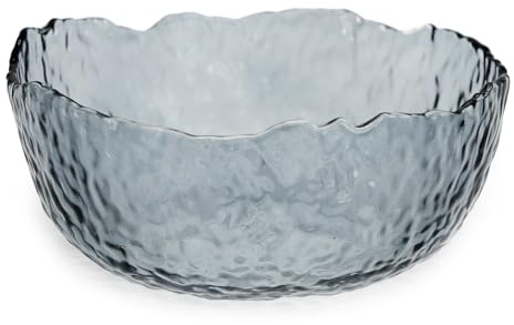 TOSSOW Glass Salad Bowl Irregular Shape Serving Bowls, 25 oz Mixing Bowls for Kitchen Prep, Fruit, Snack, Dessert, and Candy Dishes or Nut Bowls (Grey)