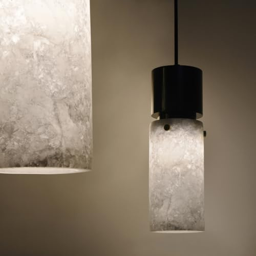 Lange Pendelleuchte aus Schneeflockenmarmor,Schwarz Minimalistische Stein-Hängeleuchte,Marmor Nordic Stil Kreative Pendant Light Wabi Sabi für Schlafzimmer, Nachttisch,Kücheninsel,Esszimmer,GU10,5w