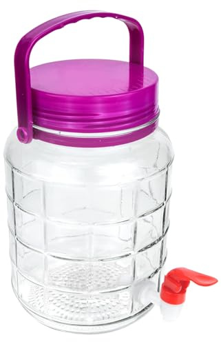 SHINEOFI Frasco de Vidrio para Encurtidos 3L Grifo Recipiente Hermético Transparente para Fermentar Verduras Botella Multifuncional para Vino y Cerveza Tarro de Fermentación Doméstico