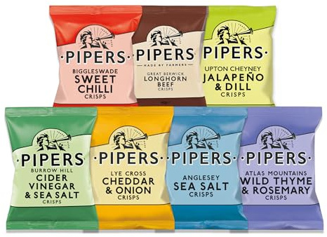 Pipers Crisps 7 Flavour Variety Pack – Hand-Cooked British Crisps 40g x 7