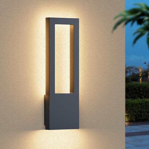 Aipsun LED Außenwandleuchte 30W,Außenlampe Außenleuchte 3000K Warmweiß IP65 Wasserdicht | Rechteckige Wandleuchten für Innen/Außen,Aluminium,Garage & Korridor | Anthrazit