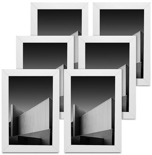 Yonality 6 Pack Bilderrahmen 10x15 cm, Bilderrahmen Weiß Holz Rahmen Mit transparenter Acrylplatte, picture frame zum Aufhängen und Aufstellen, Leichtgewicht für Poster,Bilder,Diplome,Wand Dekoration