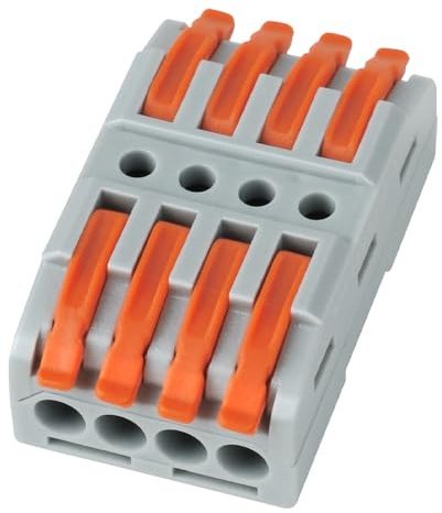 CILIA Morsetti Elettrici Passanti a Leva 4 Poli 40 Pezzi - Connettori Lineari per Cavi da Prolungare e Riparare, Morsetti di Giunzione Universali (0,08-4 mm²), Grigio/Arancione