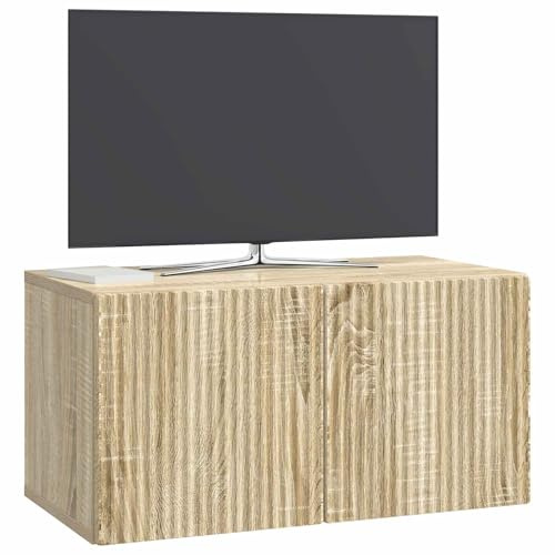 vidaXL Wandmontierter TV-Schrank Sonoma-Eiche 59,5 x 31 x 30 cm, Wohnzimmer, Moderne Entertainment-Wand, rechteckige TV-Konsole, stylischer Stauraum, hängender Schrank