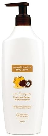 Intense Moisturisation Body Lotion With Murumuru Butter & Manuka Honey | 48 Hours Deep Moisturisation | Repairs Skin | Paraben & Mineral Oil Free | 400ml