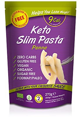 Eat Water Keto Slim Penne Pasta (Pack of 5 x 270g) Organic Konjac Flour & Oats Shirataki Pasta, Zero Carb, Low Calorie, Gluten, Fat & Sugar Free, Vegan High Fibre Ready to Eat, Paleo Diet Friendly