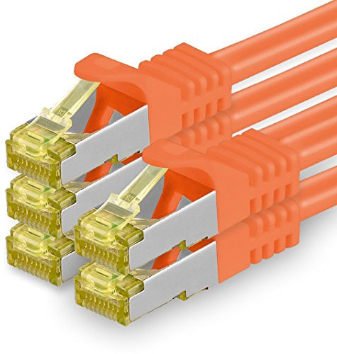 1aTTack.de Câble Réseau Cat7 Cat 7 10 GB/s SFTP - 5x 3,0m - RJ45 Ethernet LAN DSL Routeur Modem - Orange