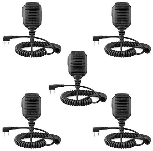 Retevis RS114 Walkie Talkie Speaker Microphone, IP54 Waterproof 2 Pin MIC, Compatible with 2 Way Radio Retevis RT24 RT622 RT27 RT28 RT617 RT618 RT619 Baofeng BF-888S UV-5R Kenwood (5 Pcs)