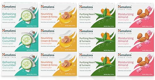 Himalaya Cleansing Bar Soap Variety Pack, Bath Soap Bars, 4.41 oz,12 Pack