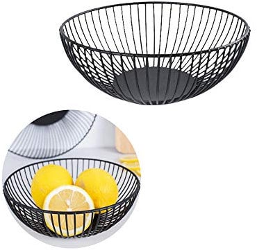 Singeru Nordic Metal Fruits Basket Iron Fruit Bowl Snack Plate Vegetable Storage Basket Black (Small)